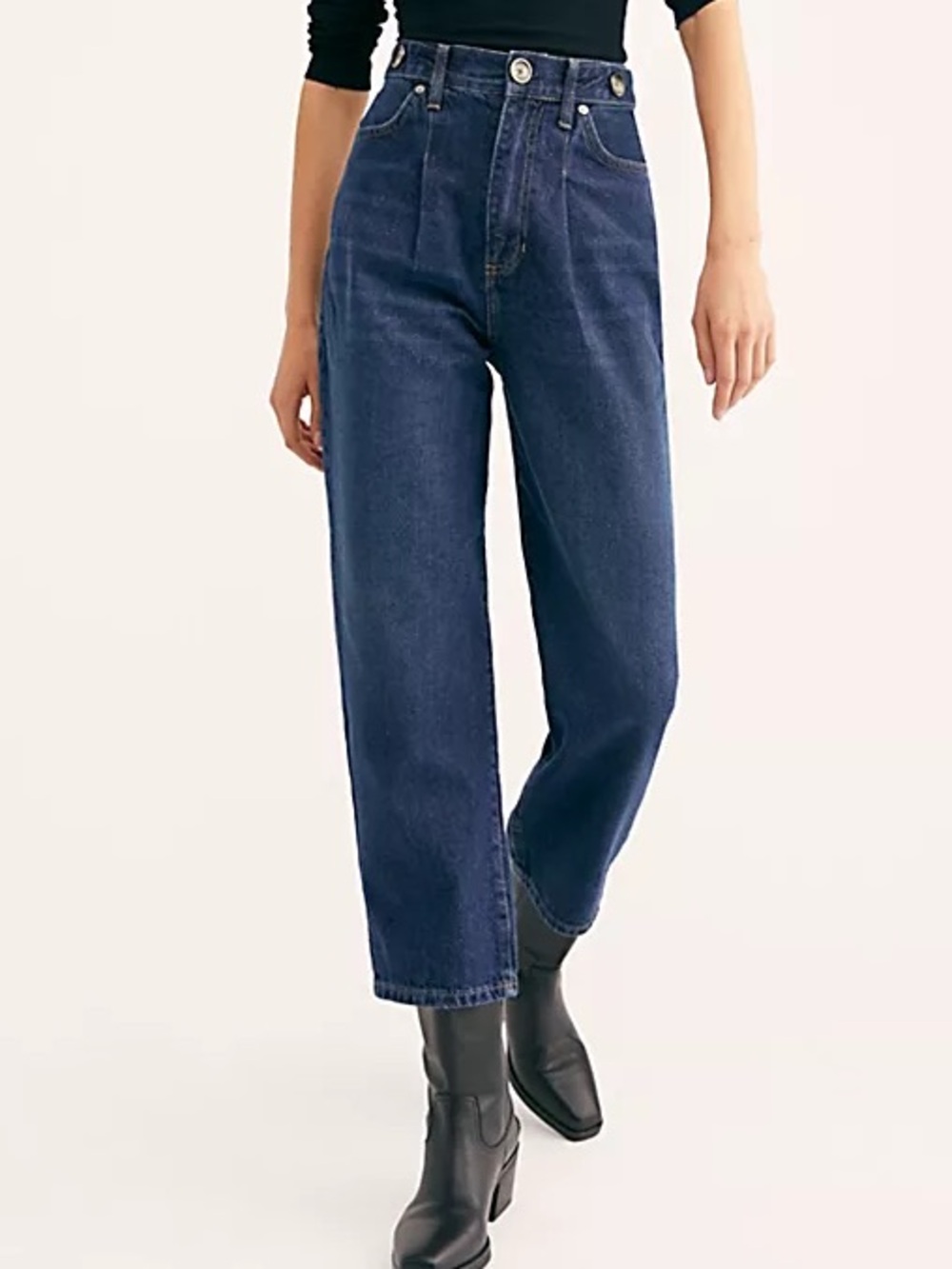 Free People Pleated Straight Leg Jeans 27 100% Cotton